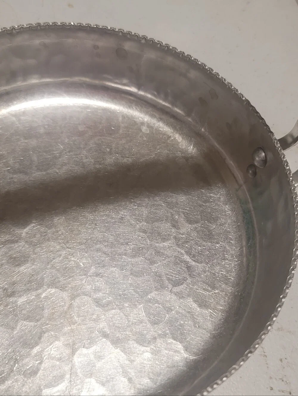 Vintage Wild Rose F1003 Hammered Aluminum Candy Dish w/ Bale Handle/ Bridal